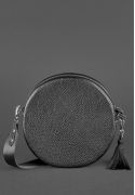 Фото Круглая женская кожаная сумочка Tablet черная